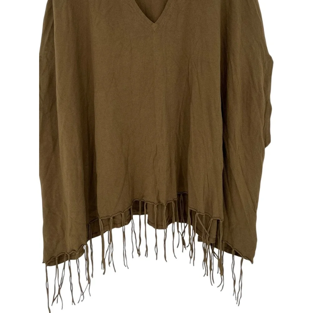 MICHAEL KORS Poncho Sweater V-Neck LARGE/XL Fall Western Lagenlook‎ Fringe